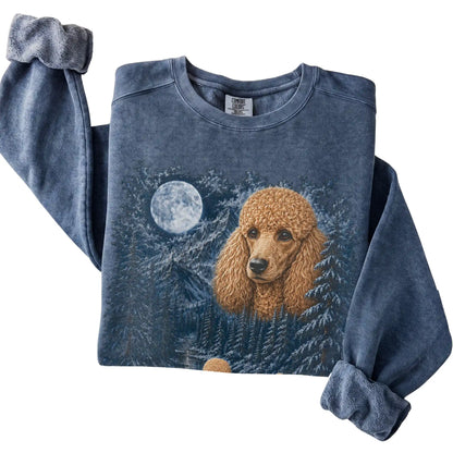 Poodle Forest Moon Sweatshirt in Denim