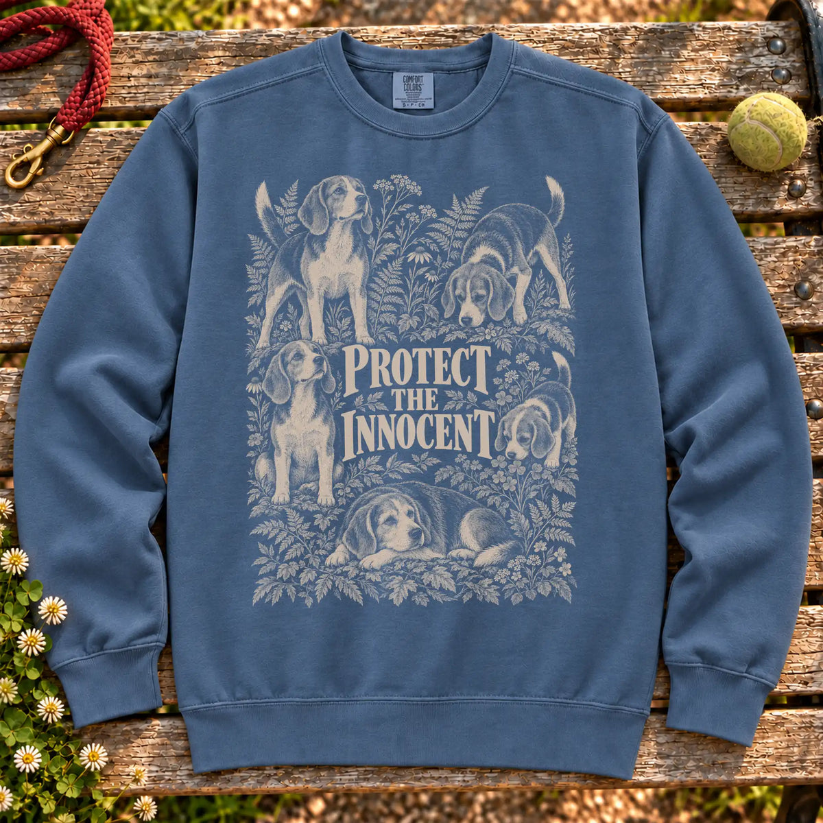 Protect the Innocent Beagle design on a Denim sweatshirt