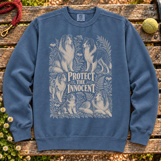 Protect the Innocent Collie design on a Denim sweatshirt