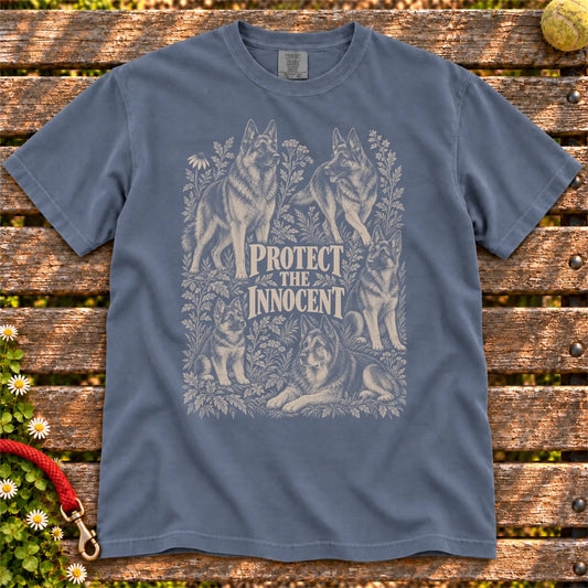 Protect the Innocent German Shepherd design on a Denim T-shirt