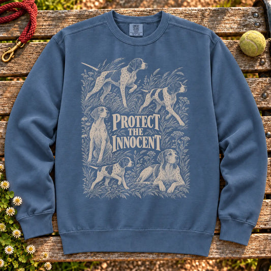 Protect the Innocent Pointer design on a Denim sweatshirt