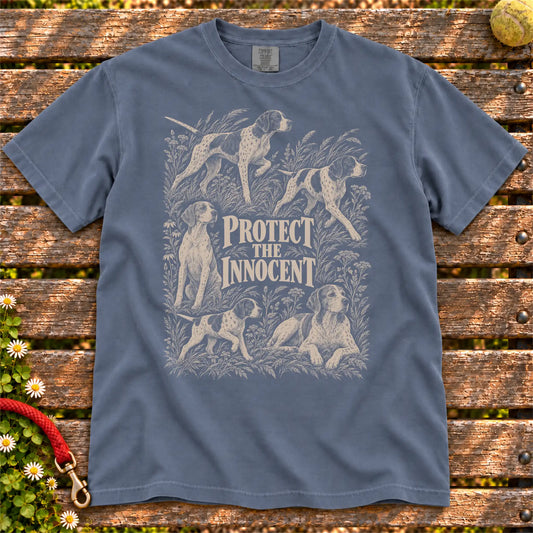 Protect the Innocent Pointer design on a Denim T-shirt