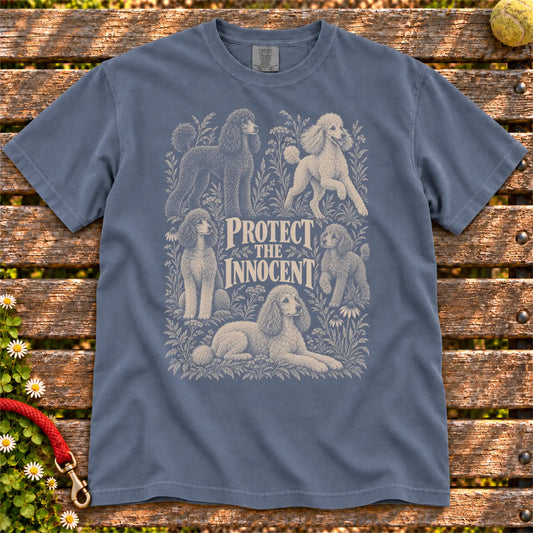 Protect the Innocent Poodle design on a Denim T-shirt