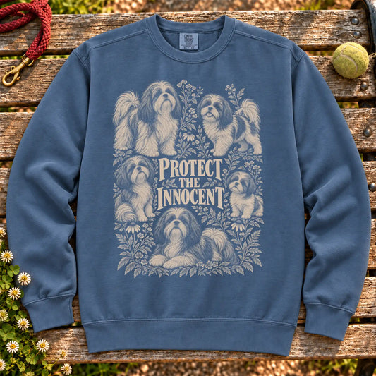 Protect the Innocent Shih Tzu design on a Denim sweatshirt