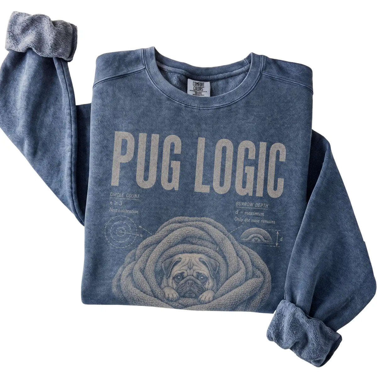 Denim Pug Logic T-Shirt folded detail