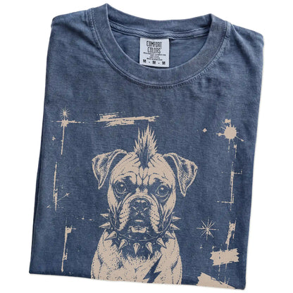 Folded Denim Punk Rock Boxer T-Shirt showing the graphic