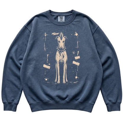 Denim Punk Rock Greyhound Comfort Colors sweatshirt, flat view