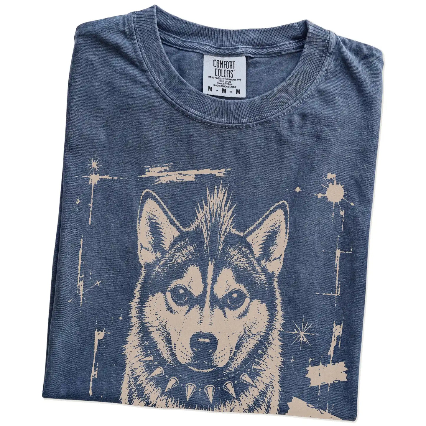 Folded Denim Punk Rock Husky T-Shirt showing the graphic