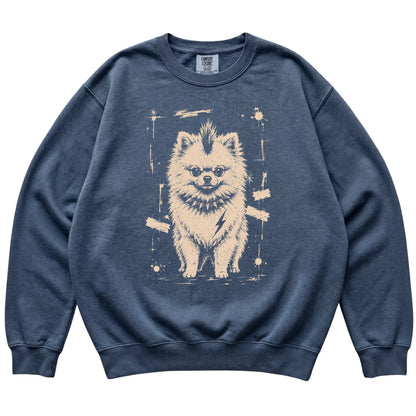 Denim Punk Rock Pomeranian Comfort Colors sweatshirt, flat view