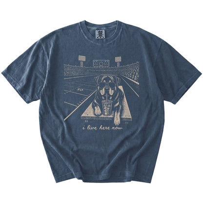 Rottweiler ready for football and tailgate season on a Denim Comfort Colors® T-shirt