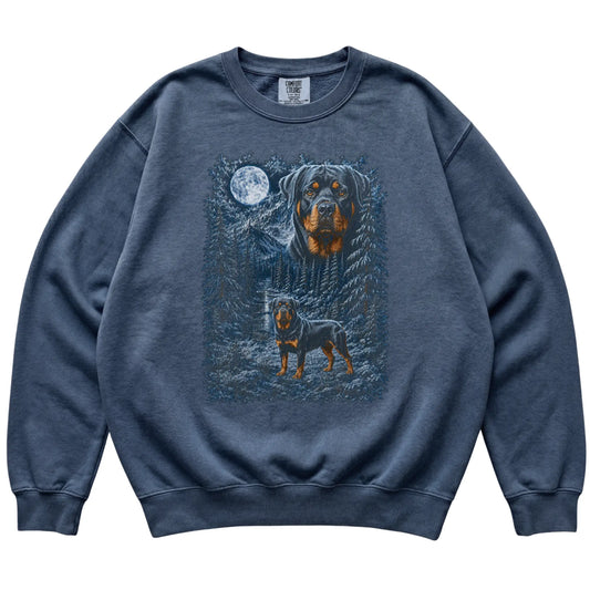 Rottweiler Forest Moon Sweatshirt in Denim