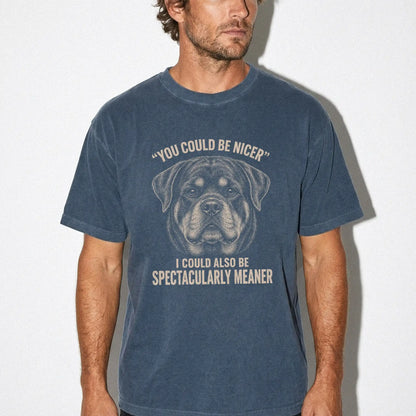 Rottweiler Guard Dog T-Shirt in Denim worn in a studio setting