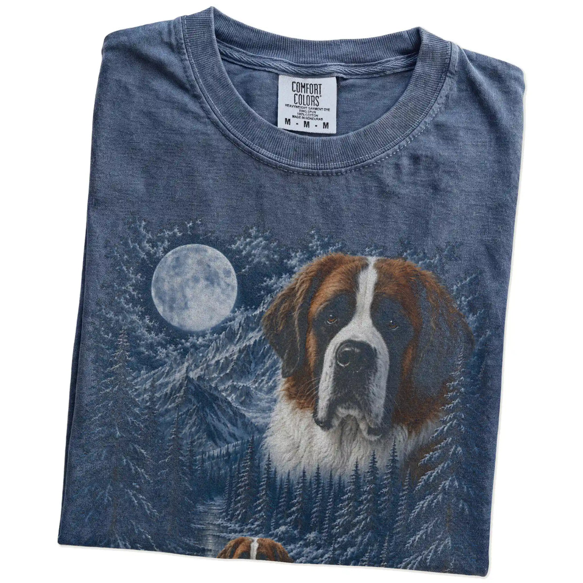Folded Denim Saint Bernard winter forest t-shirt