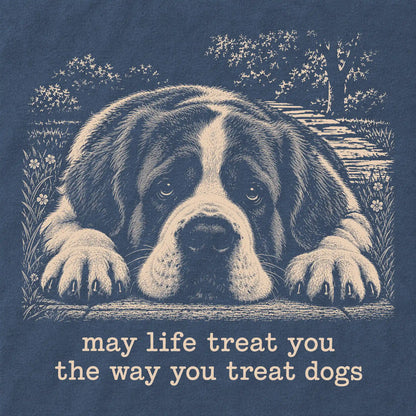 Saint Bernard Karma Comfort Colors sweatshirt in Denim — Design Detail