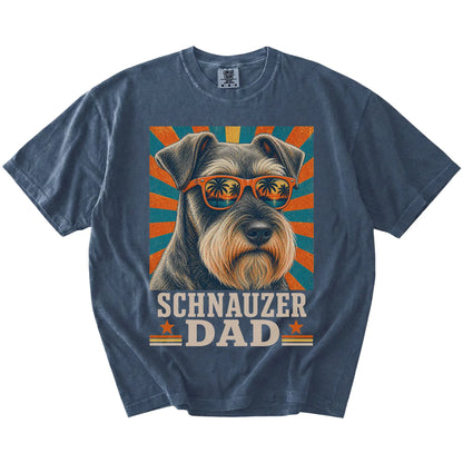Retro Schnauzer Dad design on a Denim Comfort Colors T-shirt