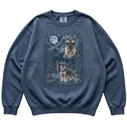 Schnauzer Forest Moon Sweatshirt in Denim