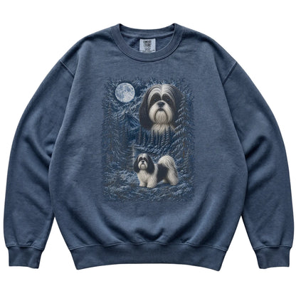 Shih Tzu Forest Moon Sweatshirt in Denim