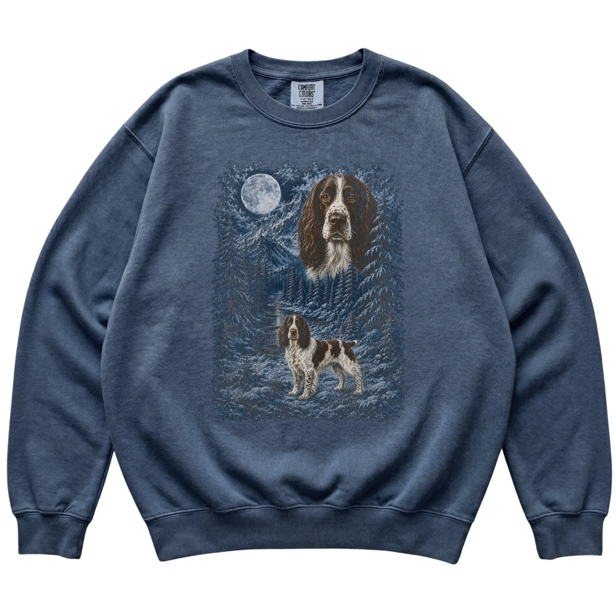 Springer Spaniel Forest Moon Sweatshirt in Denim