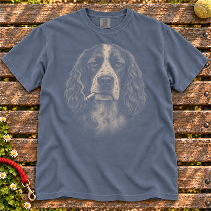 Springer Spaniel smoking design on a Denim t-shirt