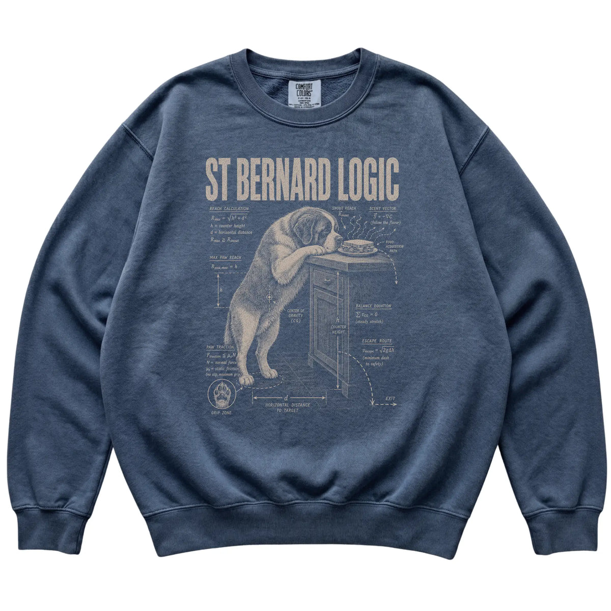 Denim St Bernard Logic T-Shirt laid flat