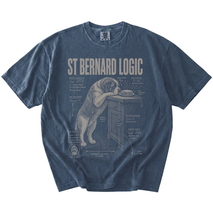 Denim St Bernard Logic t-shirt laid flat