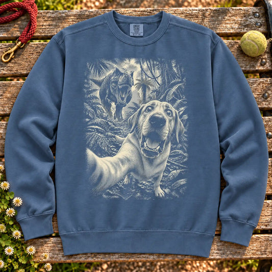 Labrador Retriever T-Rex Selfie sweatshirt in Denim