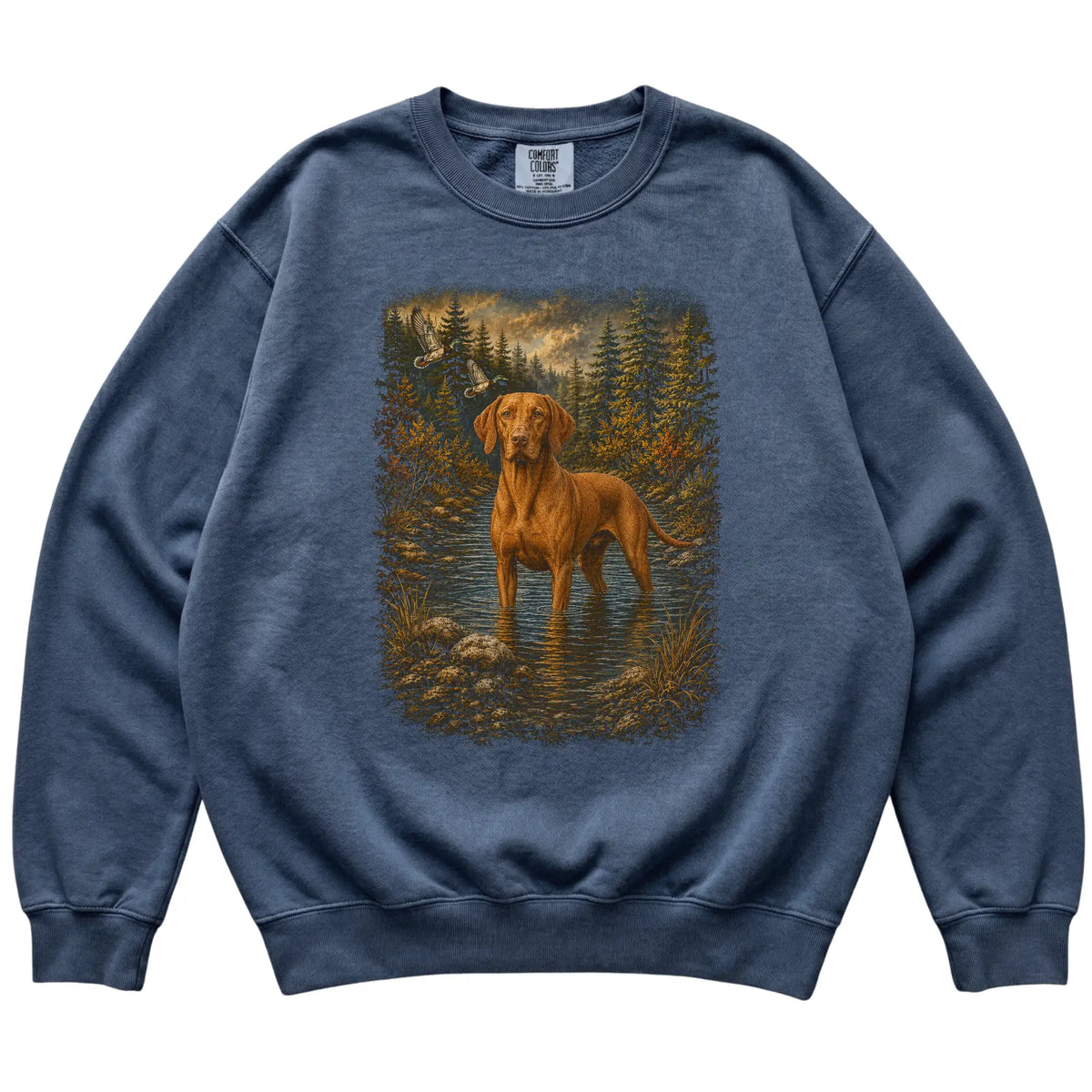 Vizsla Duck Hunting Sweatshirt in Denim