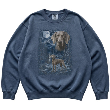 Weimaraner Forest Moon Sweatshirt in Denim
