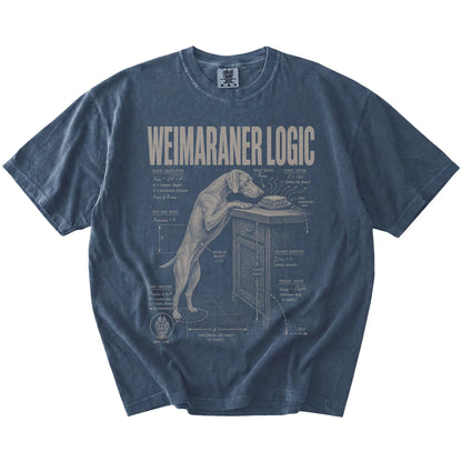 Denim Weimaraner Logic T-Shirt laid flat
