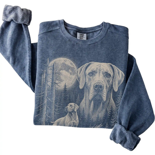 Denim Weimaraner Moonlit Forest Comfort Colors sweatshirt, folded view