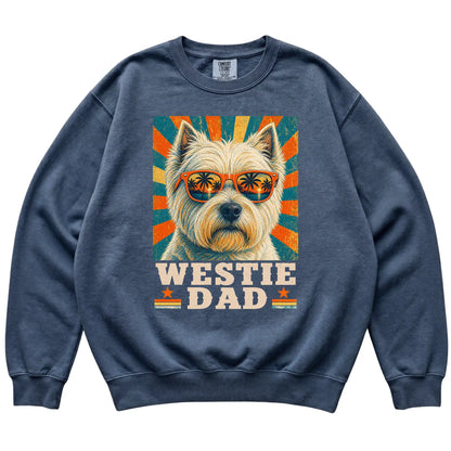 Retro Westie Dad design on a Denim Comfort Colors sweatshirt
