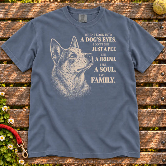 Denim Comfort Colors® T-shirt featuring the Blue Heeler More Than a Pet design.