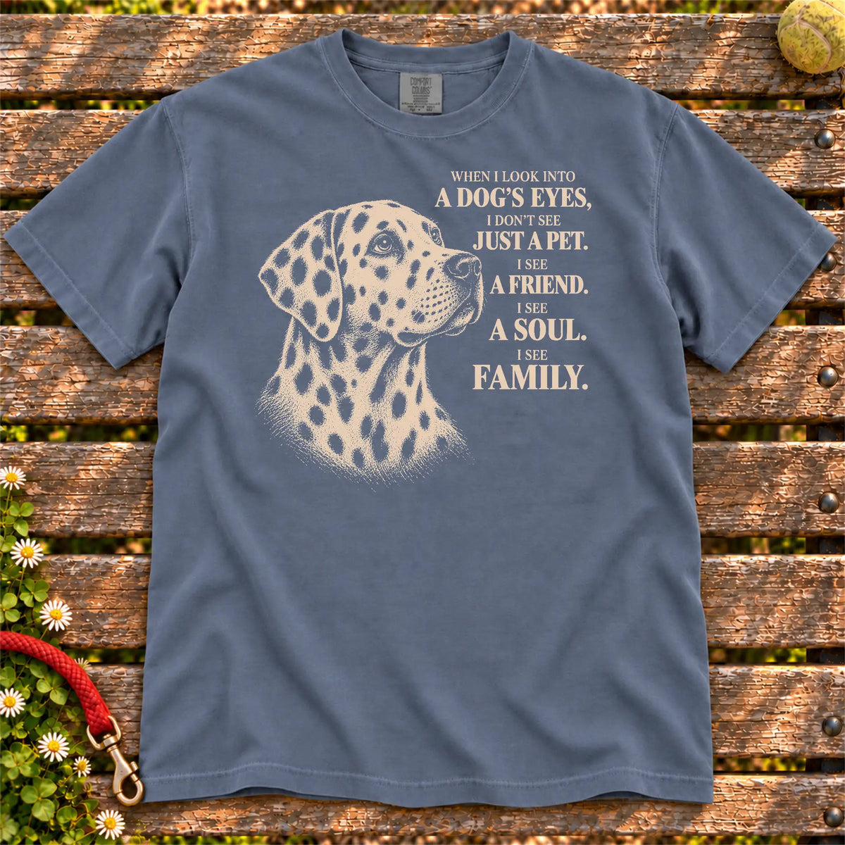 Denim Comfort Colors® T-shirt featuring the Dalmatian More Than a Pet design.