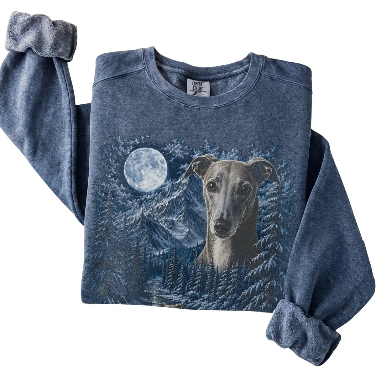 Whippet Forest Moon Sweatshirt in Denim