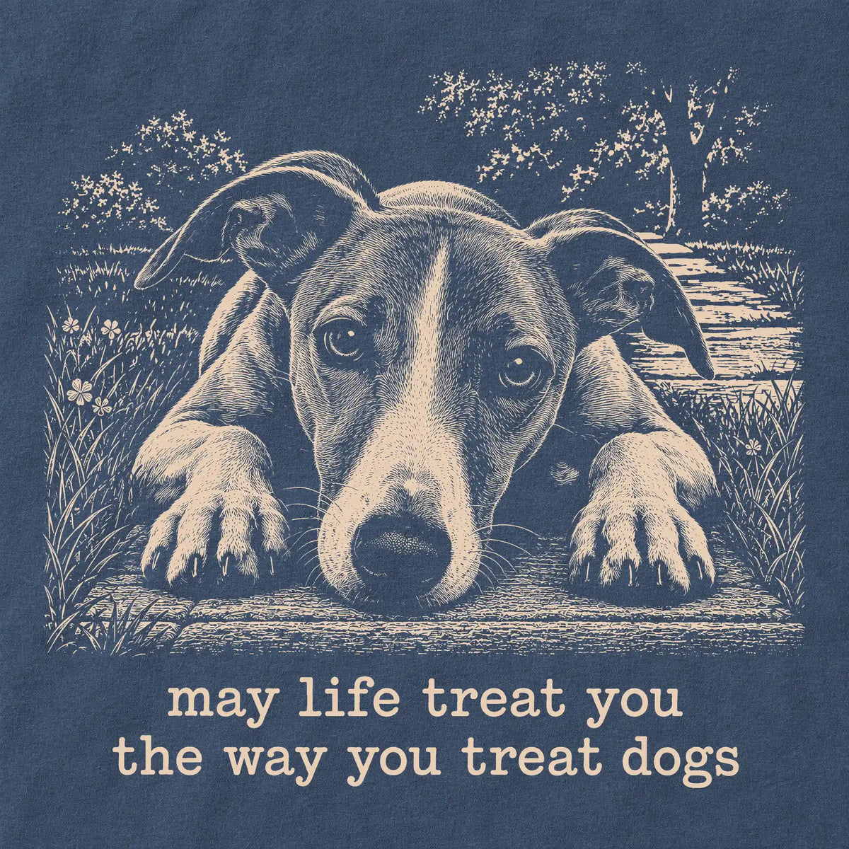 Whippet Karma Comfort Colors sweatshirt in Denim — Design Detail