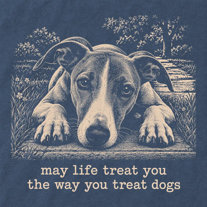 Whippet Karma Comfort Colors sweatshirt in Denim — Design Detail