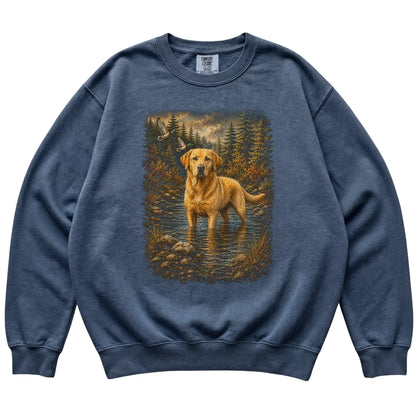 Yellow Lab Duck Hunting Sweatshirt in Denim