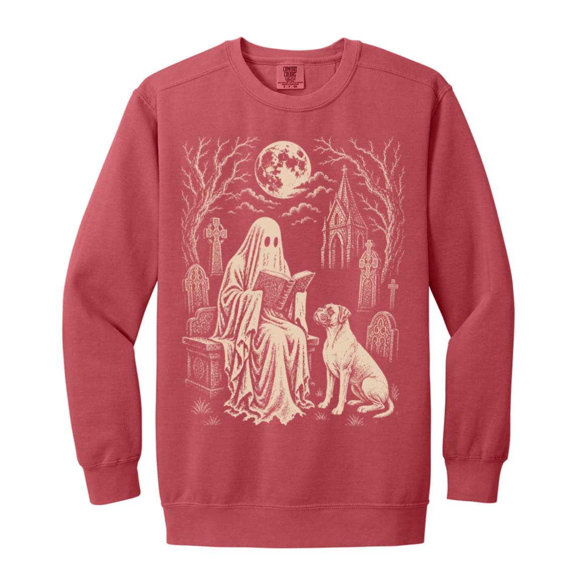 Boxer Ghost Reading sweatshirt in Crimson