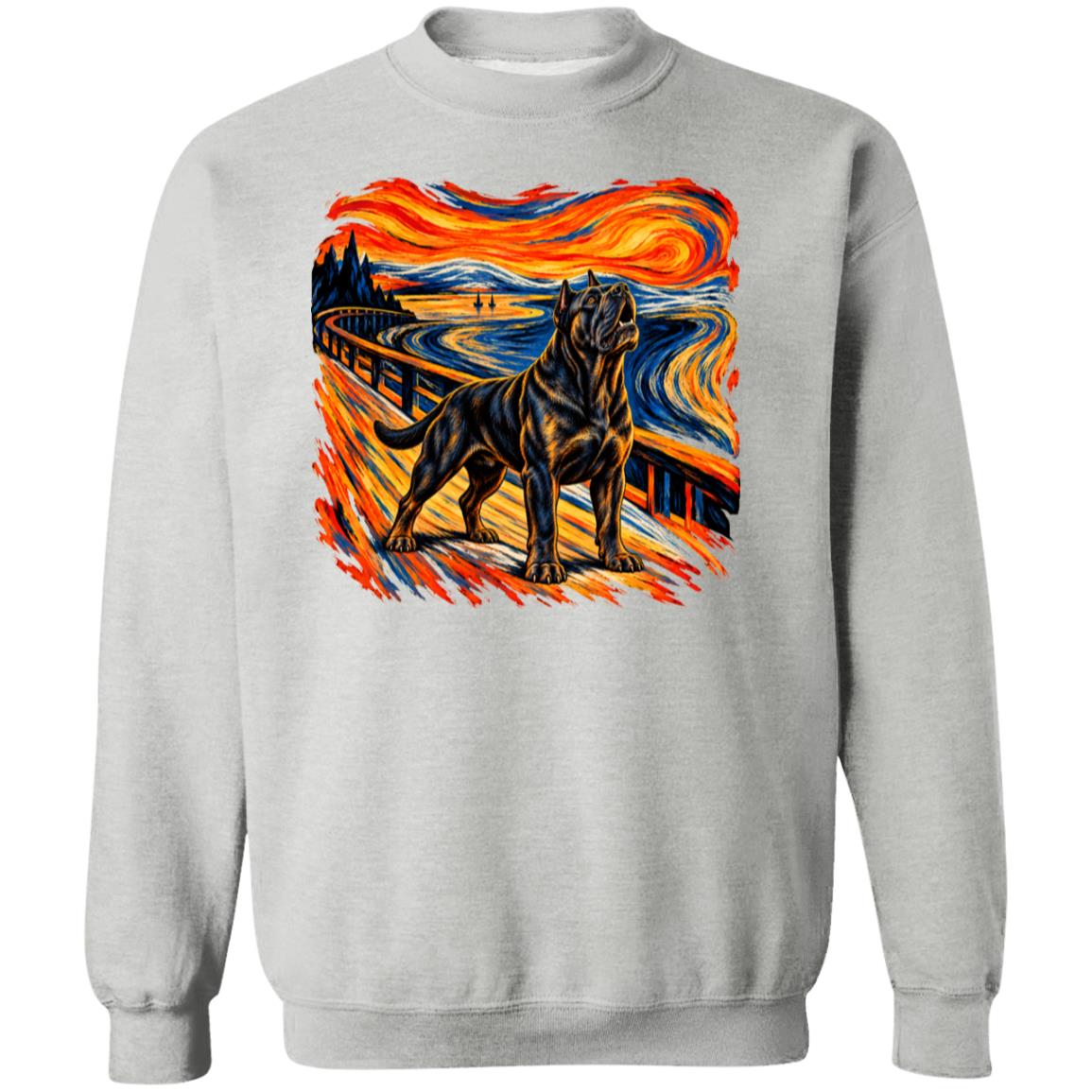 Sport Grey Gildan® Heavy Blend sweatshirt with The Howl Cane Corso dog design