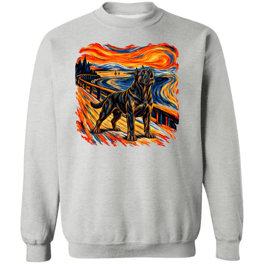 Sport Grey Gildan® Heavy Blend sweatshirt with The Howl Cane Corso dog design