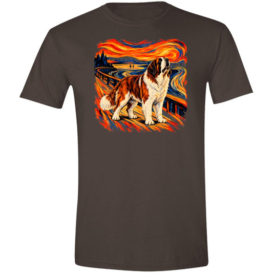 Dark Chocolate Gildan® Softstyle T-shirt with The Howl St Bernard dog design