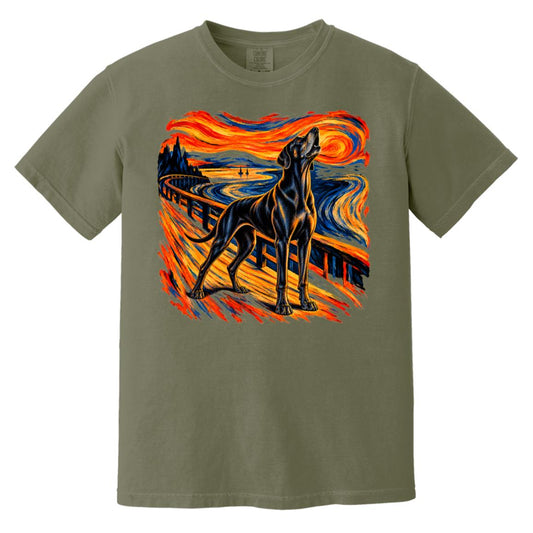 Moss Comfort Colors® T-shirt with The Howl Great Dane dog design
