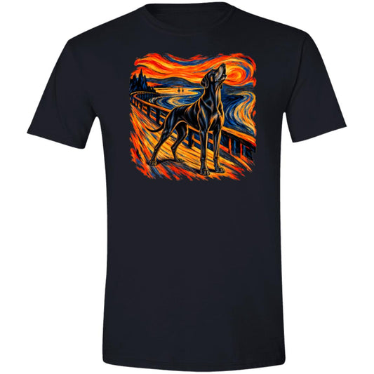 Black Gildan® Softstyle T-shirt with The Howl Great Dane dog design