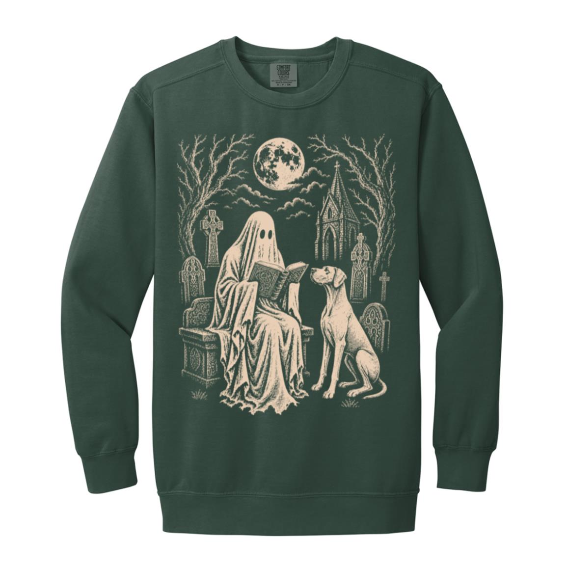 Great Dane Ghost Reading sweatshirt in Blue Spruce