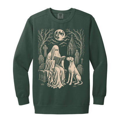 Great Dane Ghost Reading sweatshirt in Blue Spruce