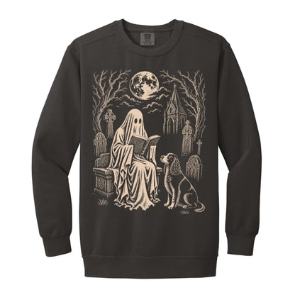 Springer Spaniel Ghost Reading sweatshirt in Pepper