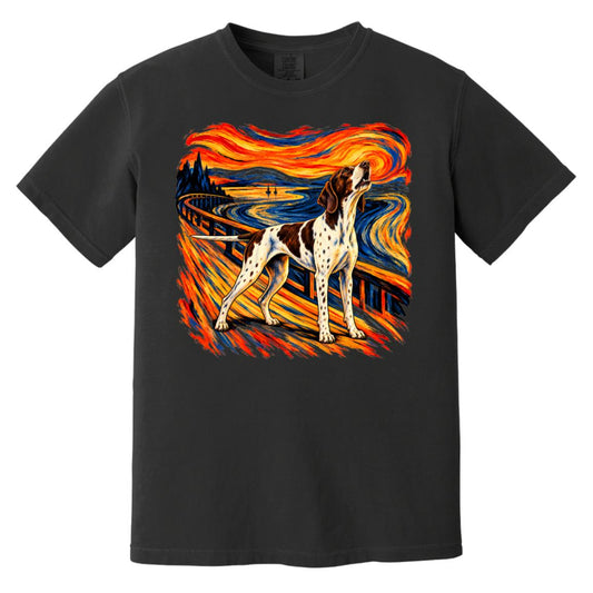 Black Comfort Colors® T-shirt with The Howl Pointer dog design