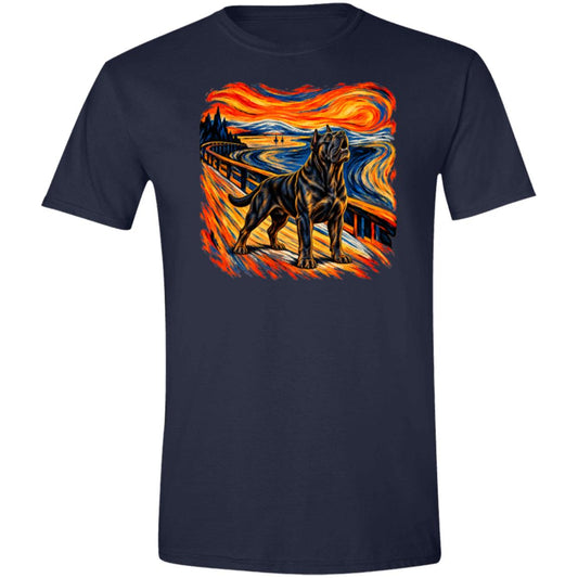 Navy Gildan® Softstyle T-shirt with The Howl Cane Corso dog design
