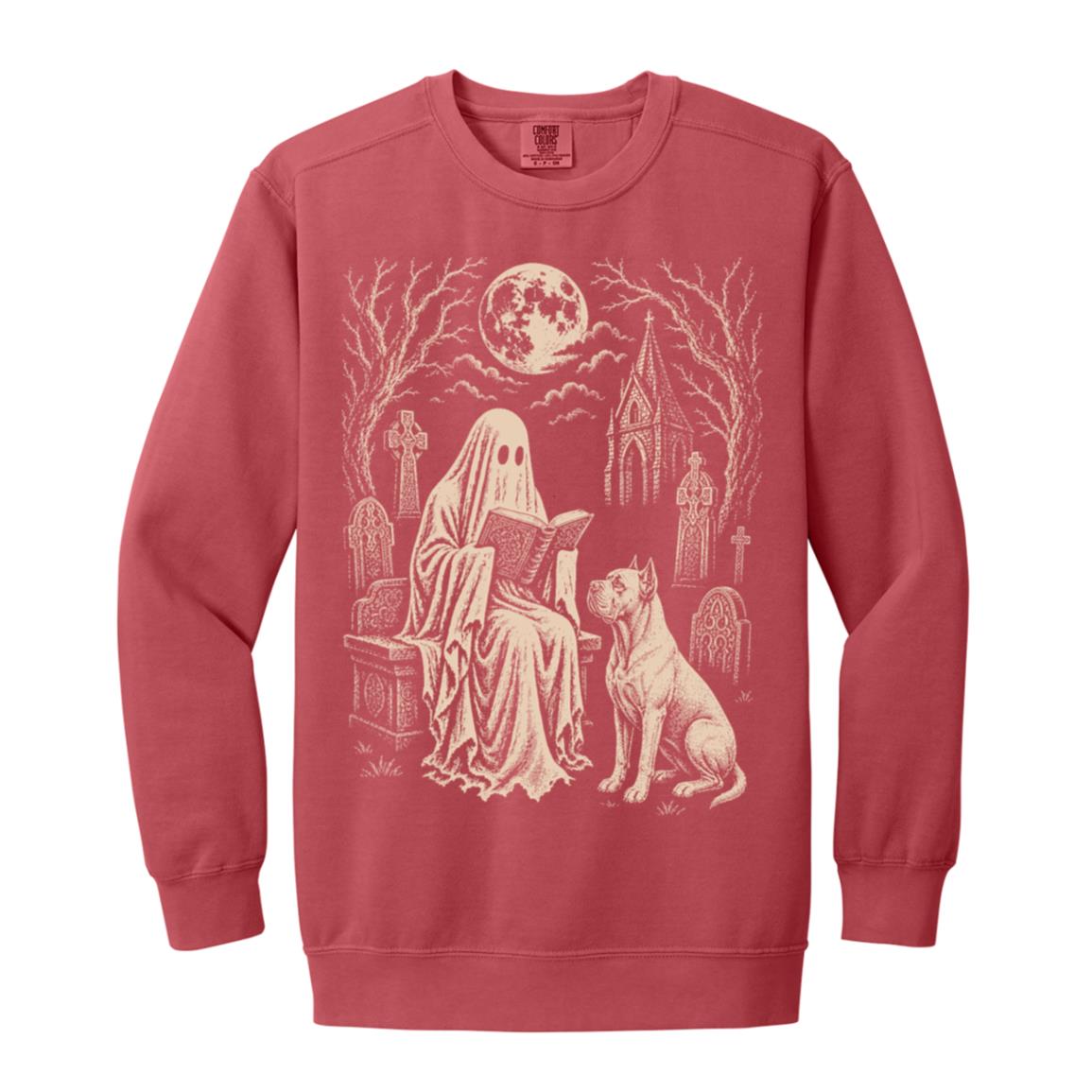 Cane Corso Ghost Reading sweatshirt in Crimson