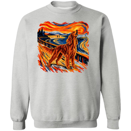 Sport Grey Gildan® Heavy Blend sweatshirt with The Howl Irish Setter dog design